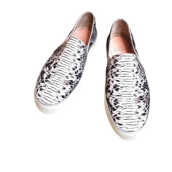 Stuart Weitzman Nuggets Snakeskin Slip Ons 7 - Picture 1 of 8
